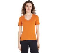 Tommy Hilfiger Camiseta de Manga Corta Mujer New Slim Cody con Cuello de Pico, Naranja (Autumn Orange), M