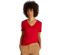 Tommy Hilfiger Camiseta de Manga Corta Mujer New Slim Cody con Cuello de Pico, Rojo (Primary Red), S
