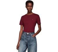 Tommy Hilfiger Camiseta de Manga Corta Mujer New Slim Cody Cuello Redondo, Rojo (Deep Rouge), XXS
