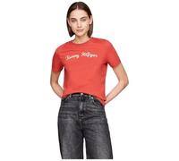 Tommy Hilfiger Camiseta de Manga Corta Mujer Regular Cuello Redondo, Rojo (Terra Red), S