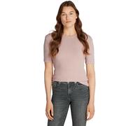 Tommy Hilfiger Camiseta de Manga Corta Mujer Rib con Cuello Redondo, Rosa (Foggy Pink), L