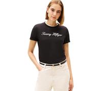 Tommy Hilfiger Camiseta de Manga Corta Mujer Script Regular con Cuello Redondo