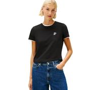 Tommy Hilfiger Camiseta de Manga Corta Mujer Script Regular Fit, Negro (Black), XXS