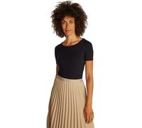 Tommy Hilfiger Camiseta de Manga Corta Mujer Slim 5X2 Rib Slim Fit, Negro (Black), S