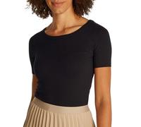 Tommy Hilfiger Camiseta de Manga Corta Mujer Slim 5X2 Rib Slim Fit, Negro (Black), XS