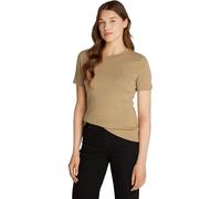 Tommy Hilfiger Camiseta de Manga Corta Mujer Slim Cody con Cuello Redondo, Beige (Safari Canvas), XXL