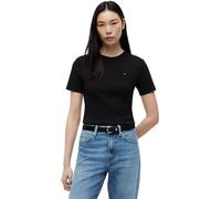Tommy Hilfiger Camiseta de Manga Corta Mujer Slim Cody con Cuello Redondo, Negro (Black), XXXL