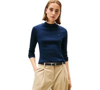 Tommy Hilfiger Camiseta de Manga Corta Mujer Slim Cody Cuello Medio, Azul (Dark Night Navy), XXS