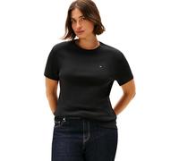Tommy Hilfiger Camiseta de Manga Corta Mujer Slim Cody de algodón, Negro (Black), 50