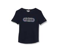 Tommy Hilfiger Camiseta de Manga Corta Mujer Slim Fit, Azul (Desert Sky), S