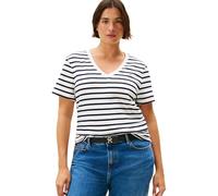 Tommy Hilfiger Camiseta de Manga Corta Mujer Slim Fit Cody con Cuello de Pico, Multicolor (Breton/ECU/Dark Night Navy), 48
