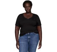 Tommy Hilfiger Camiseta de Manga Corta Mujer Slim Fit Cody con Cuello de Pico, Negro (Black), 50