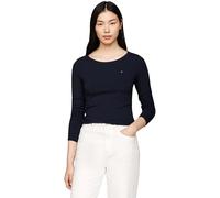 Tommy Hilfiger Camiseta de Manga Corta Mujer Slim Fit con Cuello Redondo, Azul (Desert Sky), L