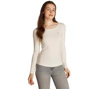 Tommy Hilfiger Camiseta de Manga Corta Mujer Slim Fit con Cuello Redondo, Beige (Calico), XL