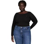 Tommy Hilfiger Camiseta de Manga Corta Mujer Slim Fit con Cuello Redondo, Negro (Black), M