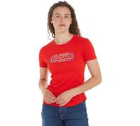 Tommy Hilfiger Camiseta de Manga Corta Mujer Slim Fit, Rojo (Fierce Red), XXS