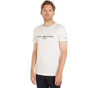 Tommy Hilfiger Camiseta de Manga Corta para Hombre Core Tommy Logo Cuello Redondo, Blanco (Snow White), M