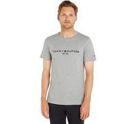Tommy Hilfiger Camiseta de Manga Corta para Hombre Core Tommy Logo Cuello Redondo, Gris (Cloud Heather), XL