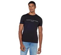 Tommy Hilfiger Camiseta de Manga Corta para Hombre Core Tommy Logo Cuello Redondo, Negro (Jet Black), XS