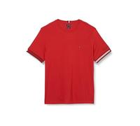 Tommy Hilfiger Camiseta de Manga Corta para Hombre Flag Cuff Tee Cuello Redondo, Rojo (Primary Red), XXL