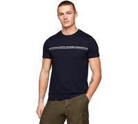 Tommy Hilfiger Camiseta de Manga Corta para Hombre Stripe Chest Tee Cuello Redondo, Azul (Desert Sky), M