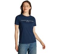 Tommy Hilfiger Camiseta de Manga Corta para Mujer Cuello Redondo, Azul (Dark Night Navy), XL