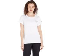 Tommy Hilfiger Camiseta de Manga Corta para Mujer Cuello Redondo, Blanco (White), S