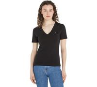 Tommy Hilfiger Camiseta de Manga Corta para Mujer New Slim Cody V-Neck con Cuello de Pico, Negro (Black), M