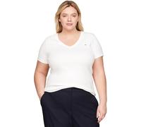 Tommy Hilfiger Camiseta de Manga Corta para Mujer Slim Cody con Cuello de Pico, Blanco (Ecru), 46