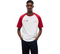 Tommy Hilfiger Camiseta de manga corta Unisex TH X Cadillac F1 Varsity Raglan de algodón, Multicolor (White/Red), XS