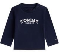Tommy Hilfiger Camiseta de Manga Larga Bebés Monotype Logo de algodón elástico, Azul (Dark Night Navy), 56