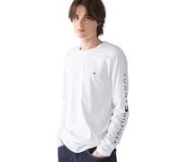 Tommy Hilfiger Camiseta de manga larga Hombre Tommy Logo de algodón, Blanco (White), XL