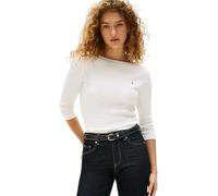 Tommy Hilfiger Camiseta de Manga Larga Mujer New Cody Slim Cuello Barco, Blanco (Nos Ecru), XL