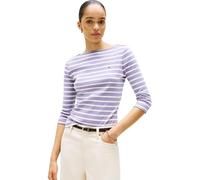 Tommy Hilfiger Camiseta de Manga Larga Mujer New Cody Slim Cuello Barco, Morado (Purple/Ecru STP), XS