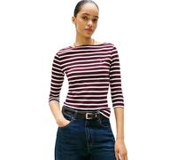 Tommy Hilfiger Camiseta de Manga Larga Mujer New Cody Slim Cuello Barco, Multicolor (Deep Burgundy/Ecru STP), XXS