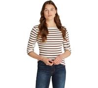 Tommy Hilfiger Camiseta de Manga Larga Mujer New Cody Slim Cuello Barco, Multicolor (Fine STP Calico/Deep Rouge), XL