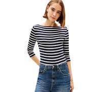 Tommy Hilfiger Camiseta de Manga Larga Mujer New Cody Slim Cuello Barco, Multicolor (Nos Breton Desert Sky/Ecru), XXS