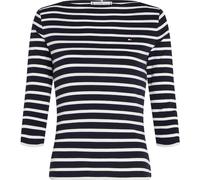 Tommy Hilfiger Camiseta de Manga Larga Mujer New Cody Slim Cuello Barco, Multicolor (Nos Breton Desert Sky/Ecru), S