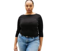 Tommy Hilfiger Camiseta de Manga Larga Mujer Slim Fit Cody con Cuello Barco, Negro (Black), 48