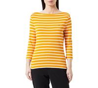 Tommy Hilfiger Camiseta de Manga Larga para Mujer Slim con Cuello Barco, Multicolor (Breton Stp/ Rich Ochre/ Ecru), XXS