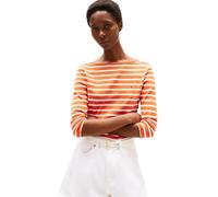 Tommy Hilfiger Camiseta de Manga Larga para Mujer Slim Cuello Barco, Multicolor (Classic Breton Orange/ECU), XS