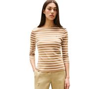 Tommy Hilfiger Camiseta de Manga Larga para Mujer Slim Cuello Barco, Multicolor (Hickory/Ecru STP), M
