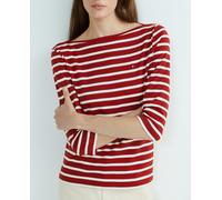 Tommy Hilfiger Camiseta de mujer con cuello barco y manga tres cuartos. Rojo 36/S