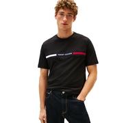Tommy Hilfiger Camiseta gráfica de algodón de Manga Corta para Hombre con diseños de Logotipo en el Pecho, Color Negro, Talla L