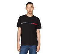 Tommy Hilfiger Camiseta gráfica de algodón de manga corta para hombre con logotipo de rayas distintivas, también disponible en tallas grandes y altas, Negro -, 4XL grandes alto