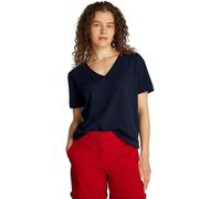 Tommy Hilfiger Camiseta Manga Corta Mujer con Cuello de Pico, Azul (Dark Night Navy), M