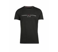 Tommy Hilfiger Camiseta de Manga Corta para Hombre Core Tommy Logo Cuello Redondo, Negro (Jet Black), M