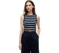 Tommy Hilfiger Camiseta sin Mangas multirayas para Mujer, WW0WW50025, Color Blanco (Multi STP Dark Night Navy/Ecru), L