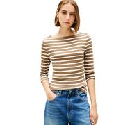 Tommy Hilfiger Camiseta Slim Cody Boat-NK 3/4SLV WW0WW40589 L/S para Mujer, Color marrón (Gris Pardo nórdico/Crudo STP), L, Marrón (Nordic Taupe/Ecru STP), L