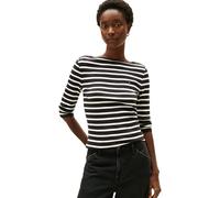 Tommy Hilfiger Camiseta Slim Cody Boat-NK 3/4SLV WW0WW40589 L/S para Mujer, Color Negro (Negro/Crudo STP), M